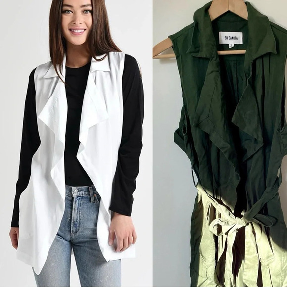 BB Dakota  Wrap Star Drape Front Vest Green - Picture 1 of 12